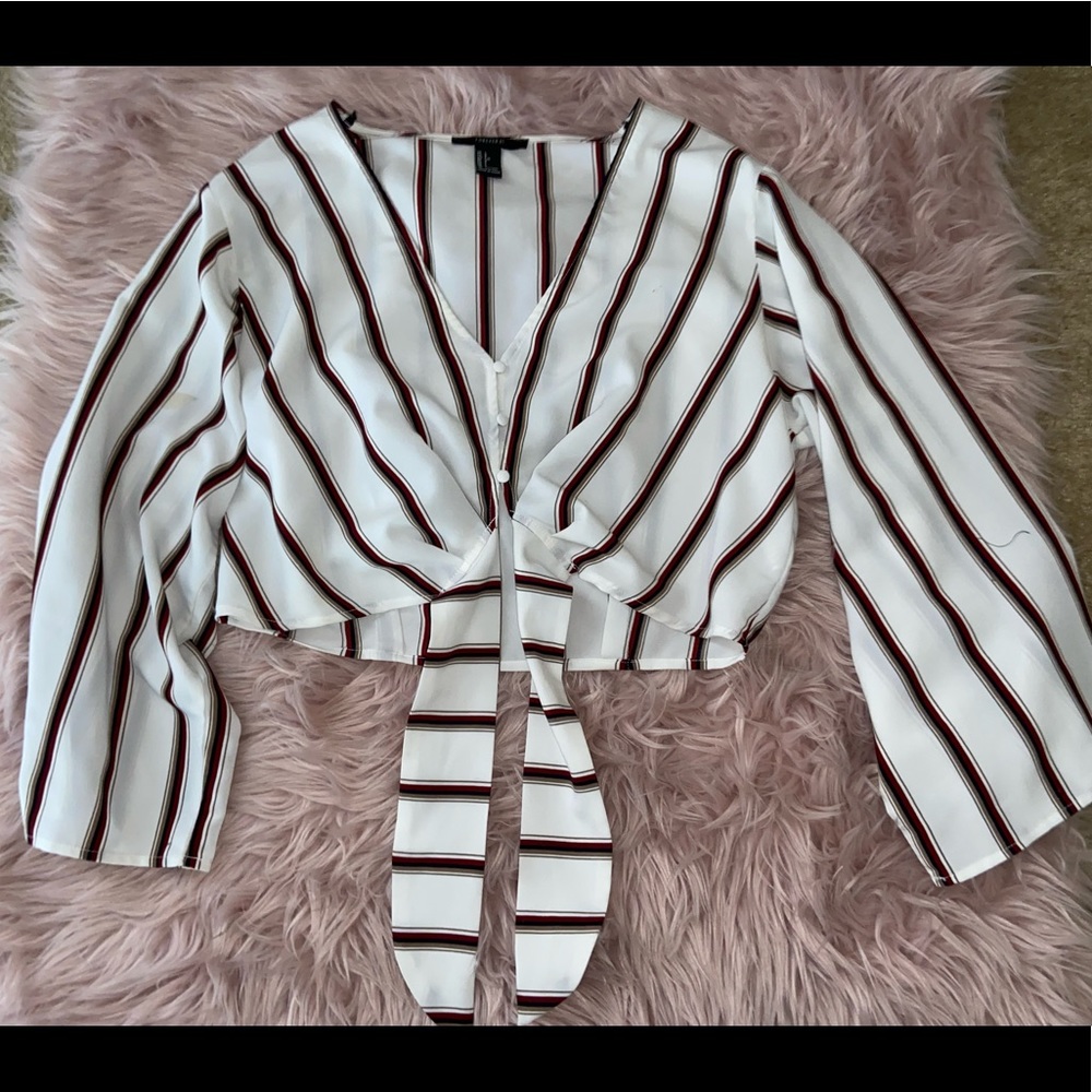 Cropped striped long sleeve